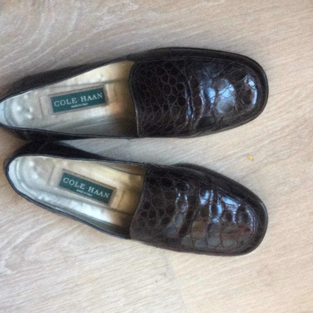 Cole Haan Dark Brown Genuine Alligator  Loafers -8B